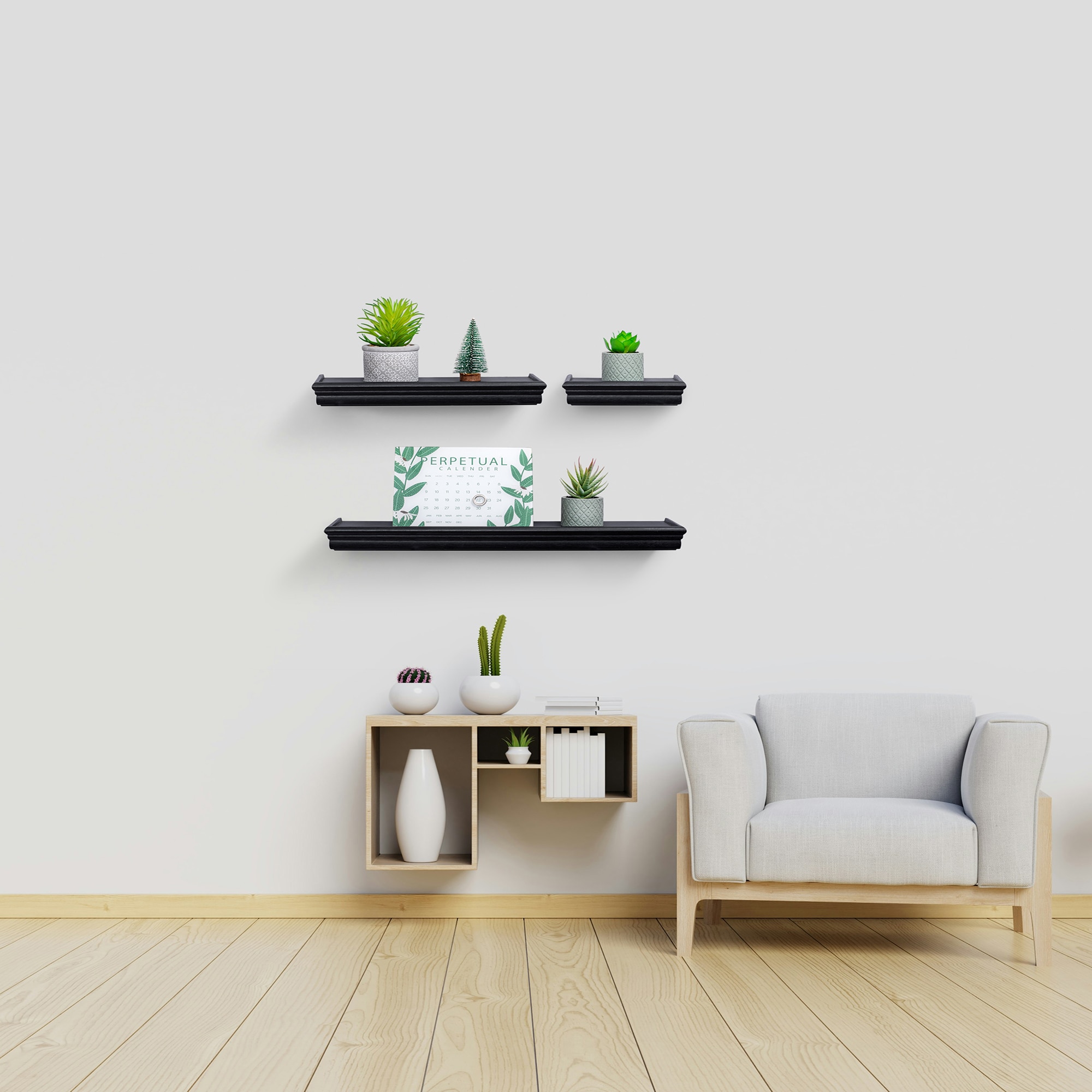 Floating Shelves 17.9" Wall Mounted Wood Shelves For Bathroom, Bedroom, Living Room, Kitchen, Hanging Shelf For Books/Storage/Decor With Invisible Brackets, Brown_maomaolike.com